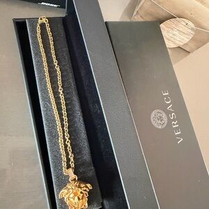 Versace Gold Medusa Head Pendant Necklace - Shiny Gold Tone